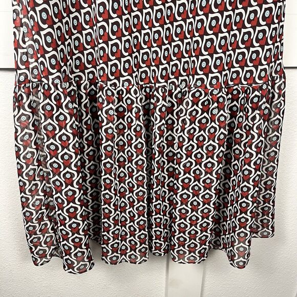 ZARA Dress Womens Size Medium Multicolor Heart Print High Neck Ruffle Hem - Picture 7 of 10